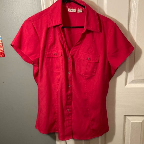 Cato Tops - Cato Fitted Button Down Shirt with Notched Collar Size L